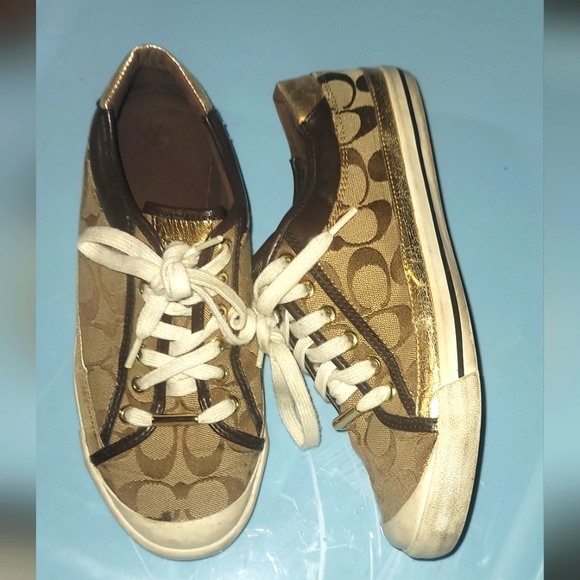 🎈 Coach Leather & Canvas monogram tennis - Picture 1 of 5